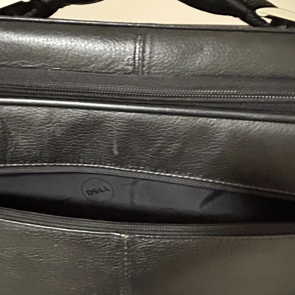 Dell Leather Laptop Bag - Black